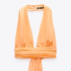 Zara NWT Satin Halter Crop top